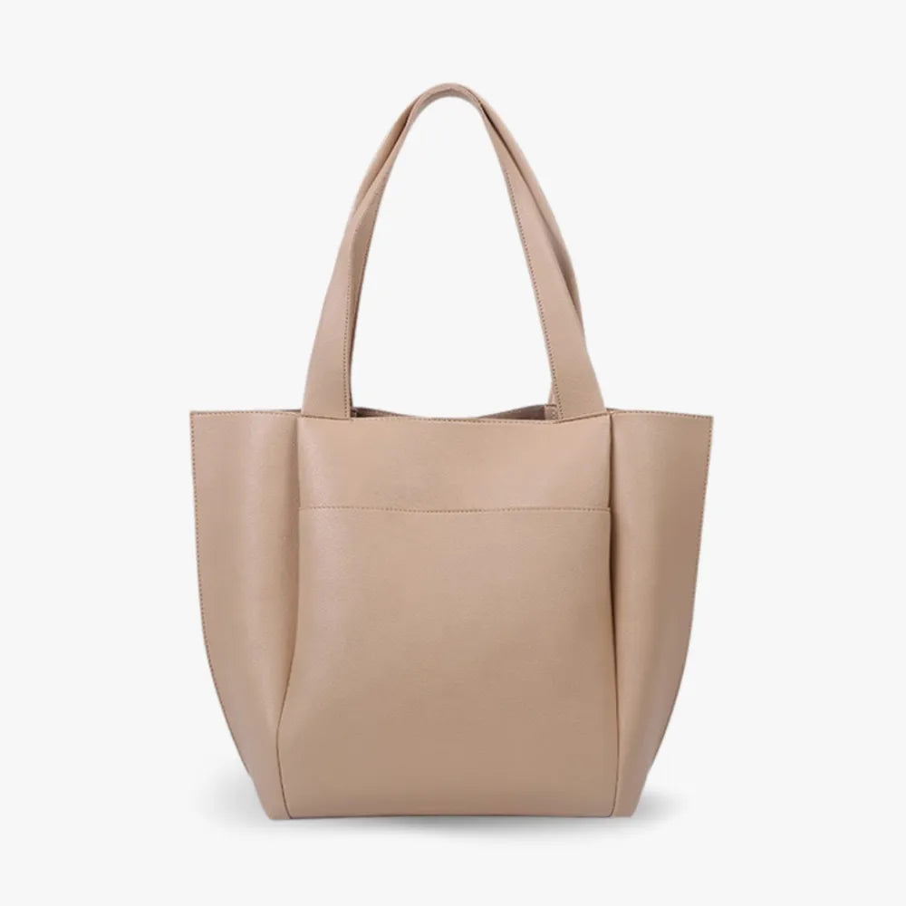 Tote Bag Faux Leather Tapered with Magnetic Closure and Pocket
