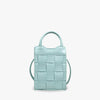 Phone Bag Faux Leather Woven with Top Handles and Strap