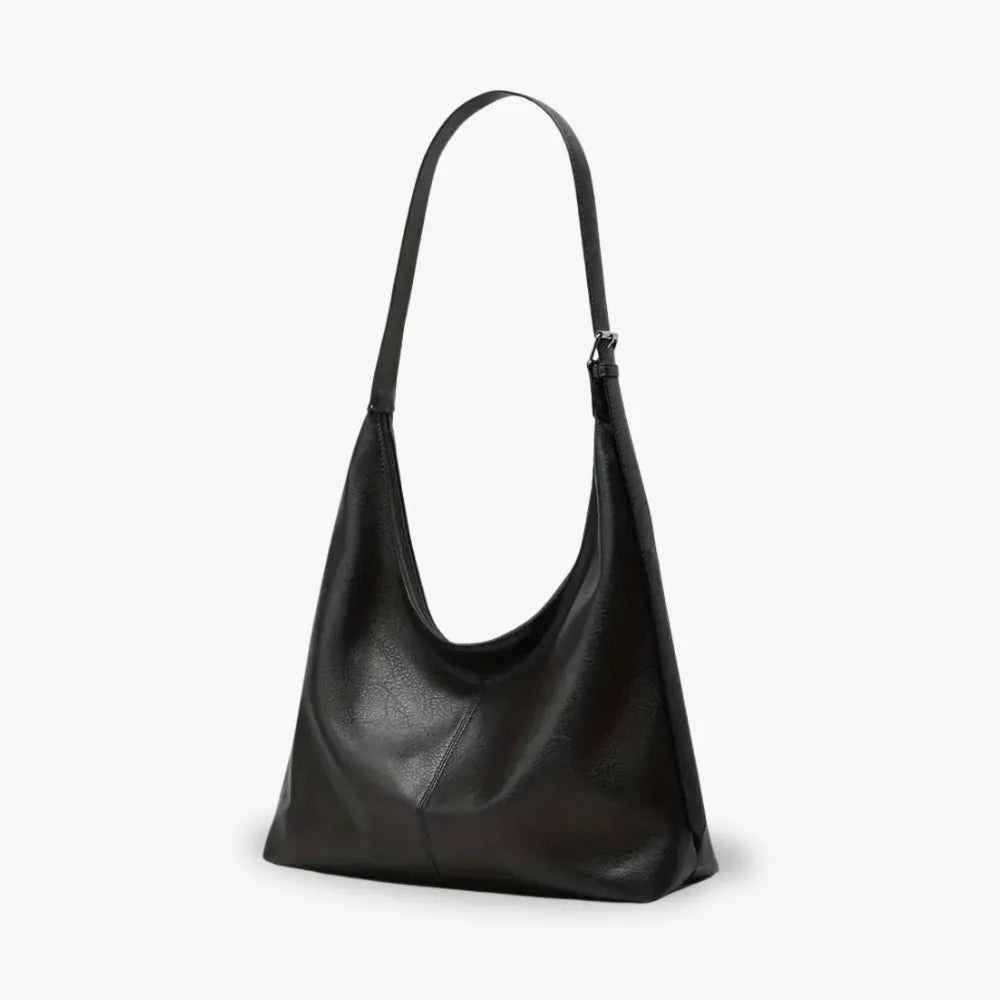 Hobo Bag Grained Faux Leather with Buckle Strap for 14-Inch Laptop