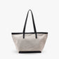Tote Bag Textured Canvas with Faux Leather Trim and Zip