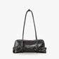 Shoulder Bag Faux Leather Glossy with Front Belt and Top Zip