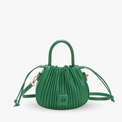 Crossbody Bag Faux Leather with Top Handle and Pleated Design