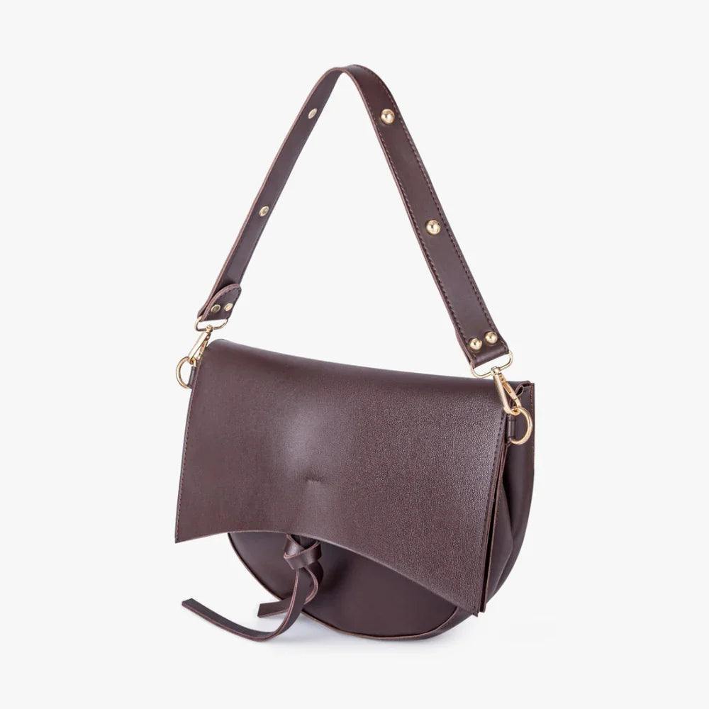 Crossbody Bag Faux Leather with Two Straps, Tassel and Snap Closure