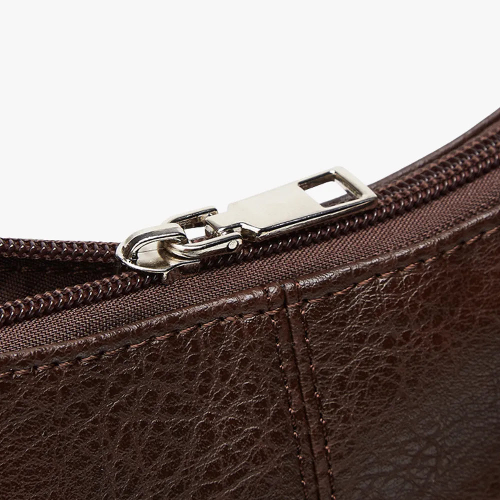 Hobo Bag Grained Faux Leather with Buckle Strap for 14-Inch Laptop