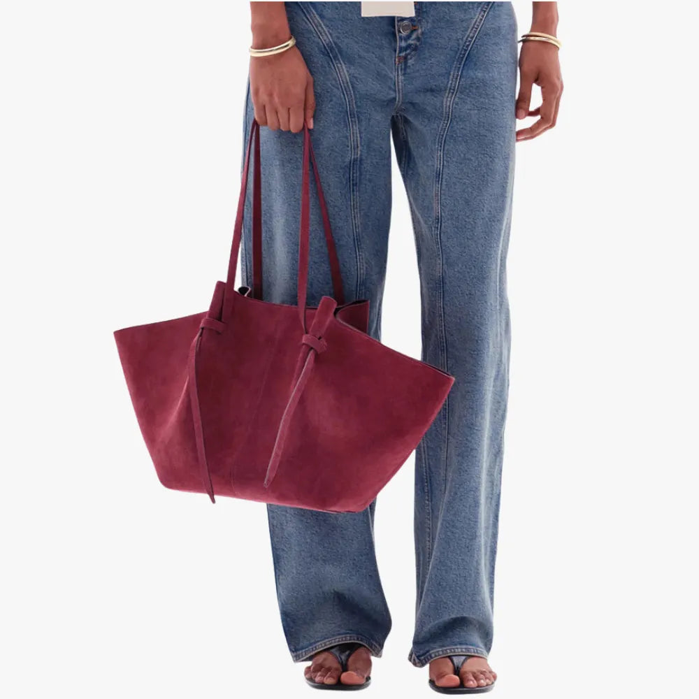 Tote Bag Oversized Faux Suede with Magnetic Closure and Handles