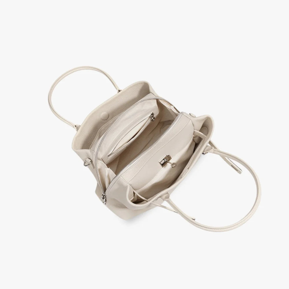 Top Handle Bag Grained Leather with Removable Crossbody Strap