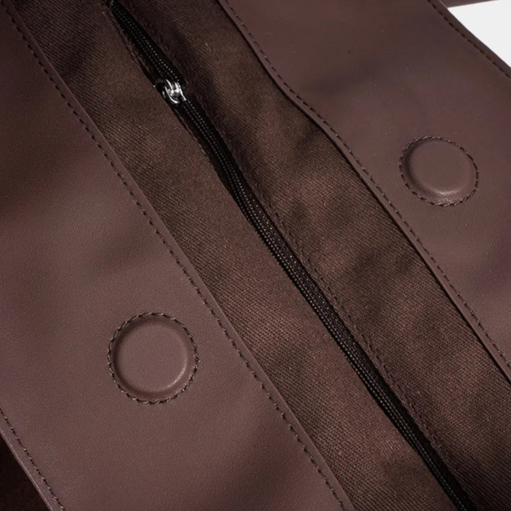 Tote Bag Faux Suede with Removable Pouch and Magnetic Closure