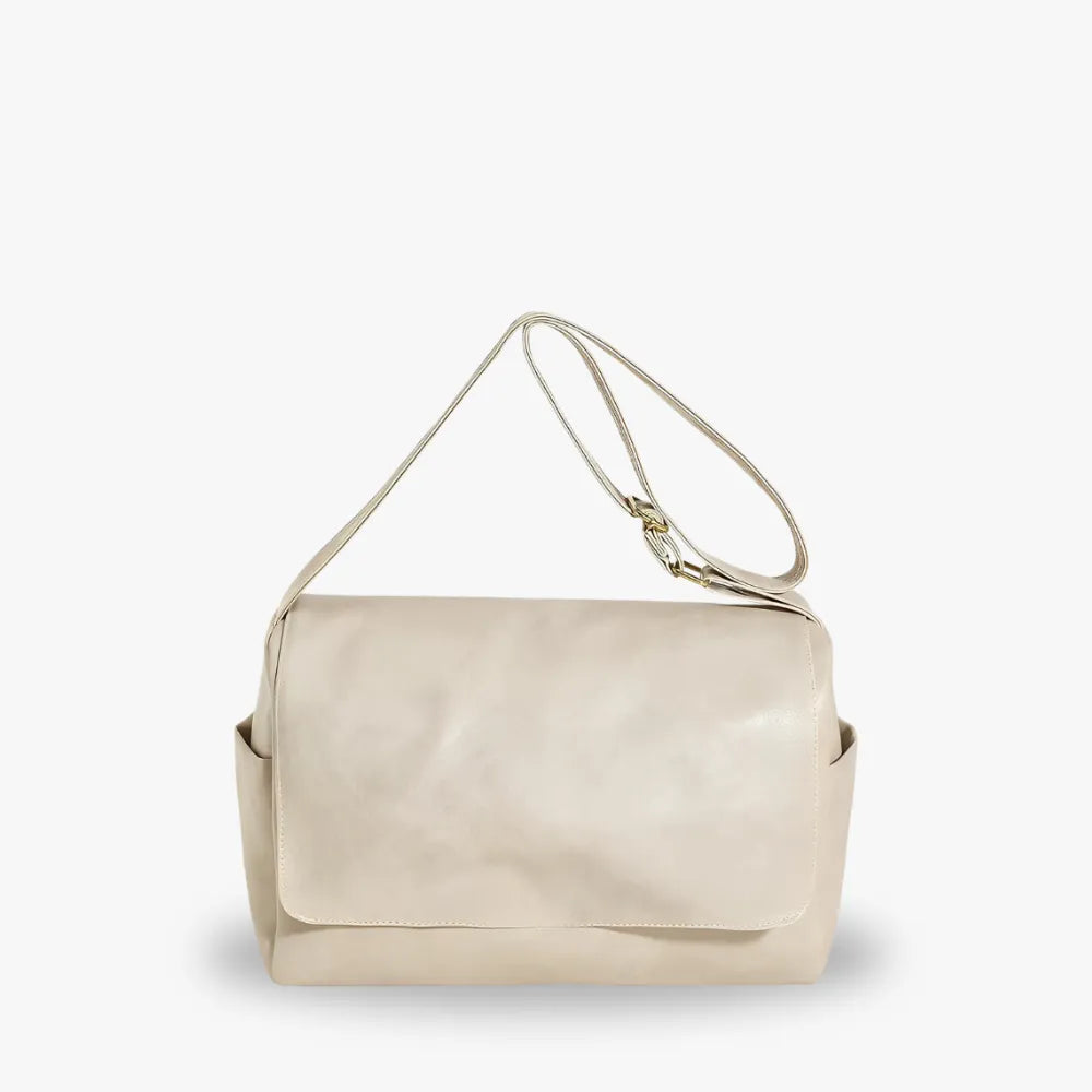 Tote Bag Faux Leather with Magnetic Flap, Zip and Side Pockets