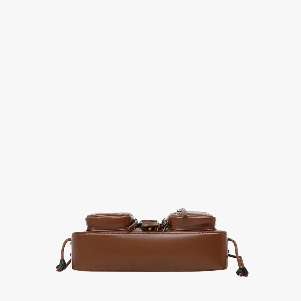 Crossbody Bag Faux Leather with Magnetic Flap and Zip Pockets