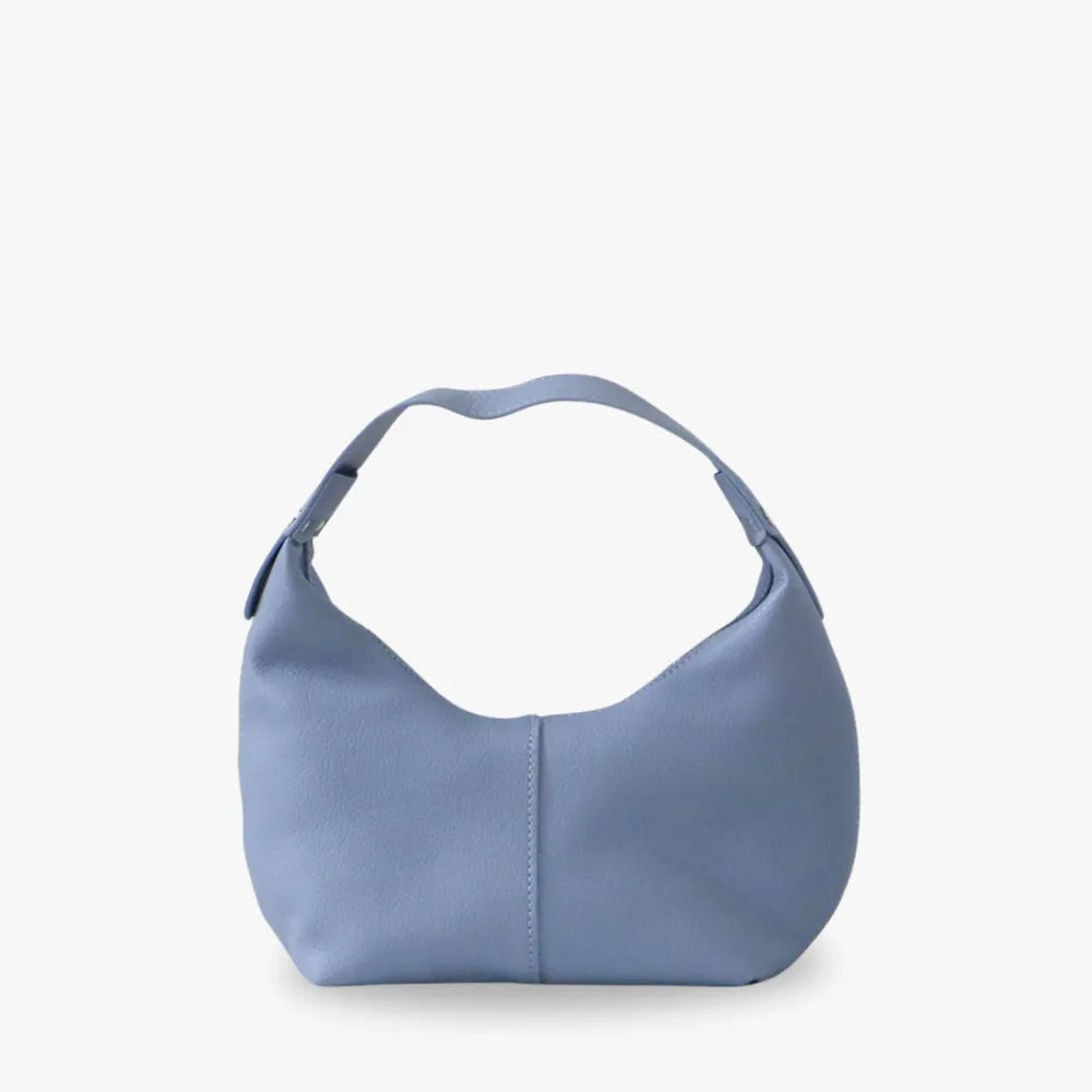 Shoulder Bag Textured Faux Leather with Zip and Wide Strap