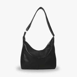 Hobo Bag Crinkled Faux Leather with Zip and Adjustable Strap