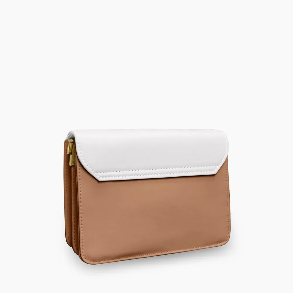 Crossbody Bag Faux Leather Two-Tone with Two Removable Straps