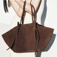 Tote Bag Oversized Faux Suede with Magnetic Closure and Handles