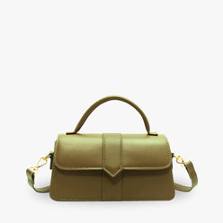 Top Handle Bag Faux Leather with Metal Clasp and Strap