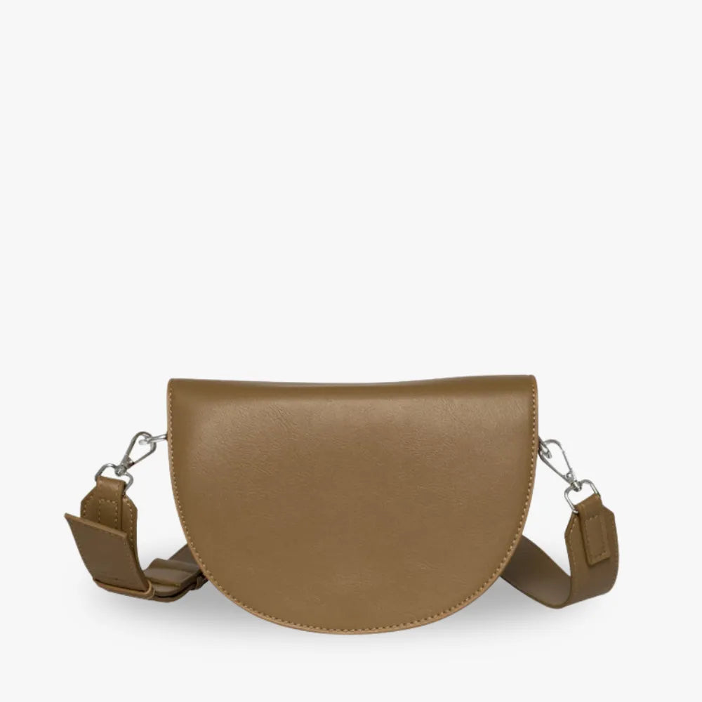 Crescent Bag Faux Leather with Zip and Removable Strap