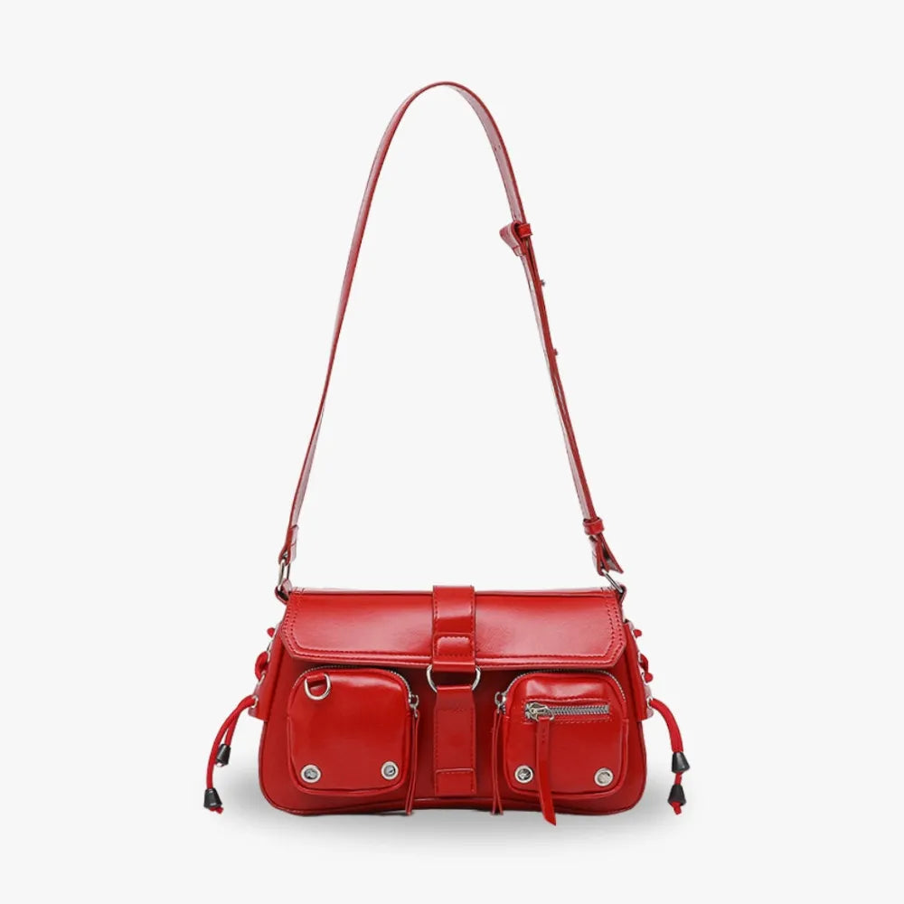 Crossbody Bag Faux Leather with Magnetic Flap and Zip Pockets