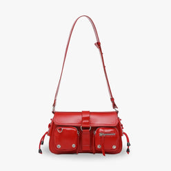 Crossbody Bag Faux Leather with Magnetic Flap and Zip Pockets