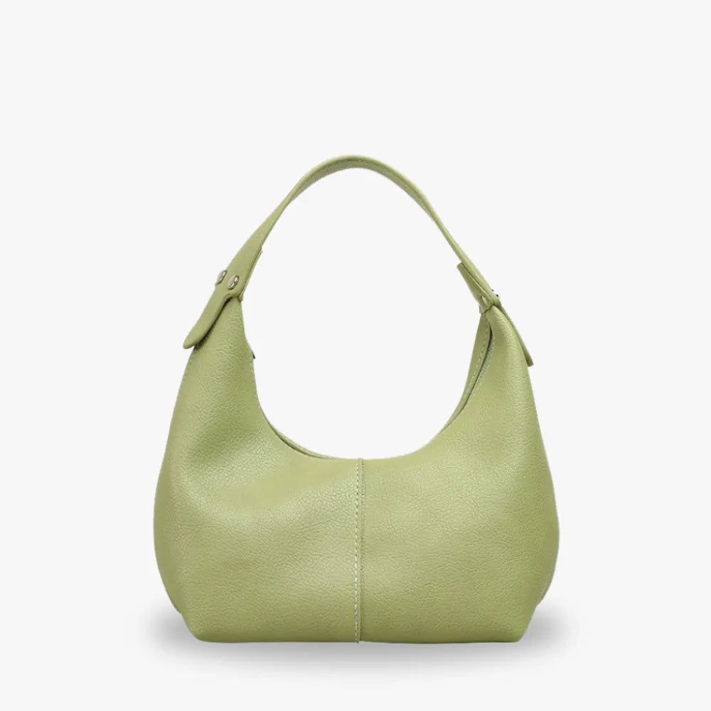 Shoulder Bag Textured Faux Leather with Zip and Wide Strap