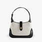 Shoulder Bag Textured Canvas with Faux Leather Trim and Twist-Lock