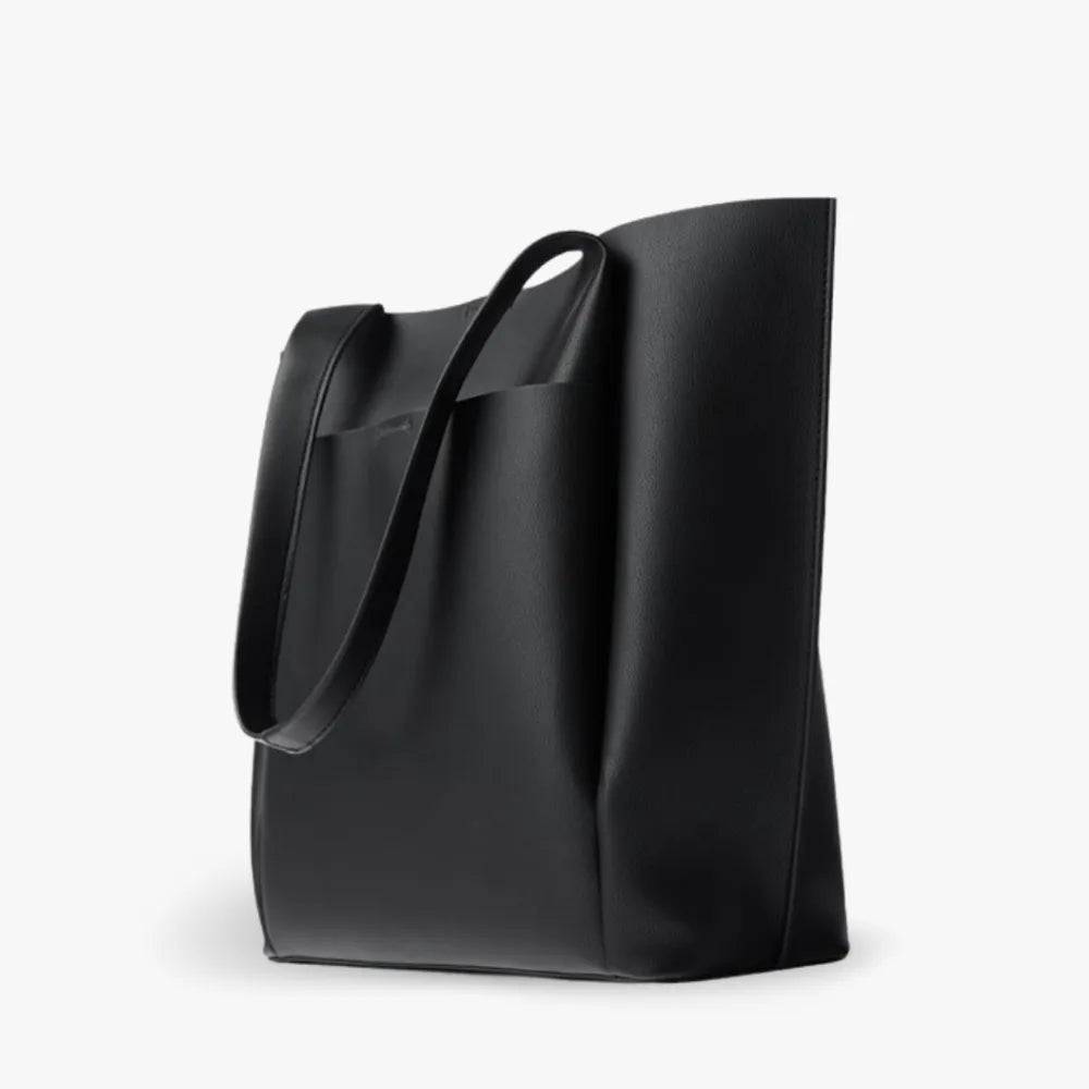 Tote Bag Faux Leather Tapered with Magnetic Closure and Pocket