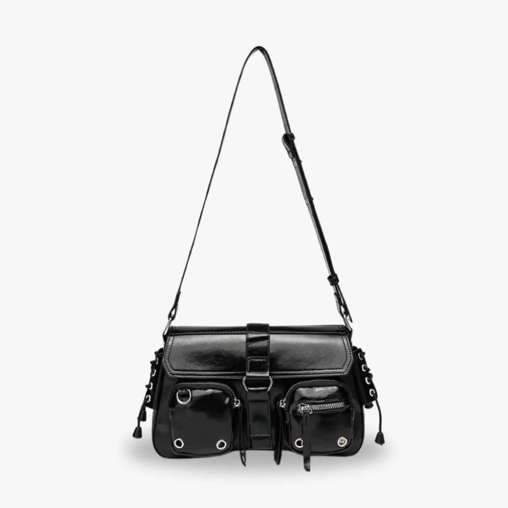 Crossbody Bag Faux Leather with Magnetic Flap and Zip Pockets