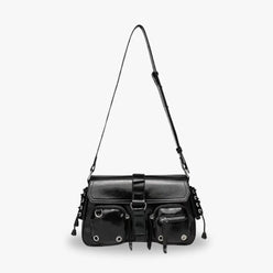 Crossbody Bag Faux Leather with Magnetic Flap and Zip Pockets