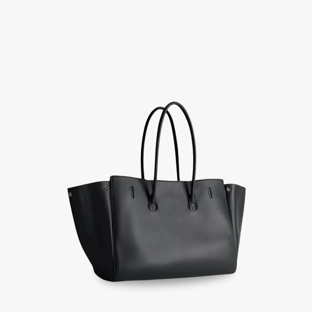 Tote Bag Faux Leather with Side Snap Buttons for 15-Inch Laptop