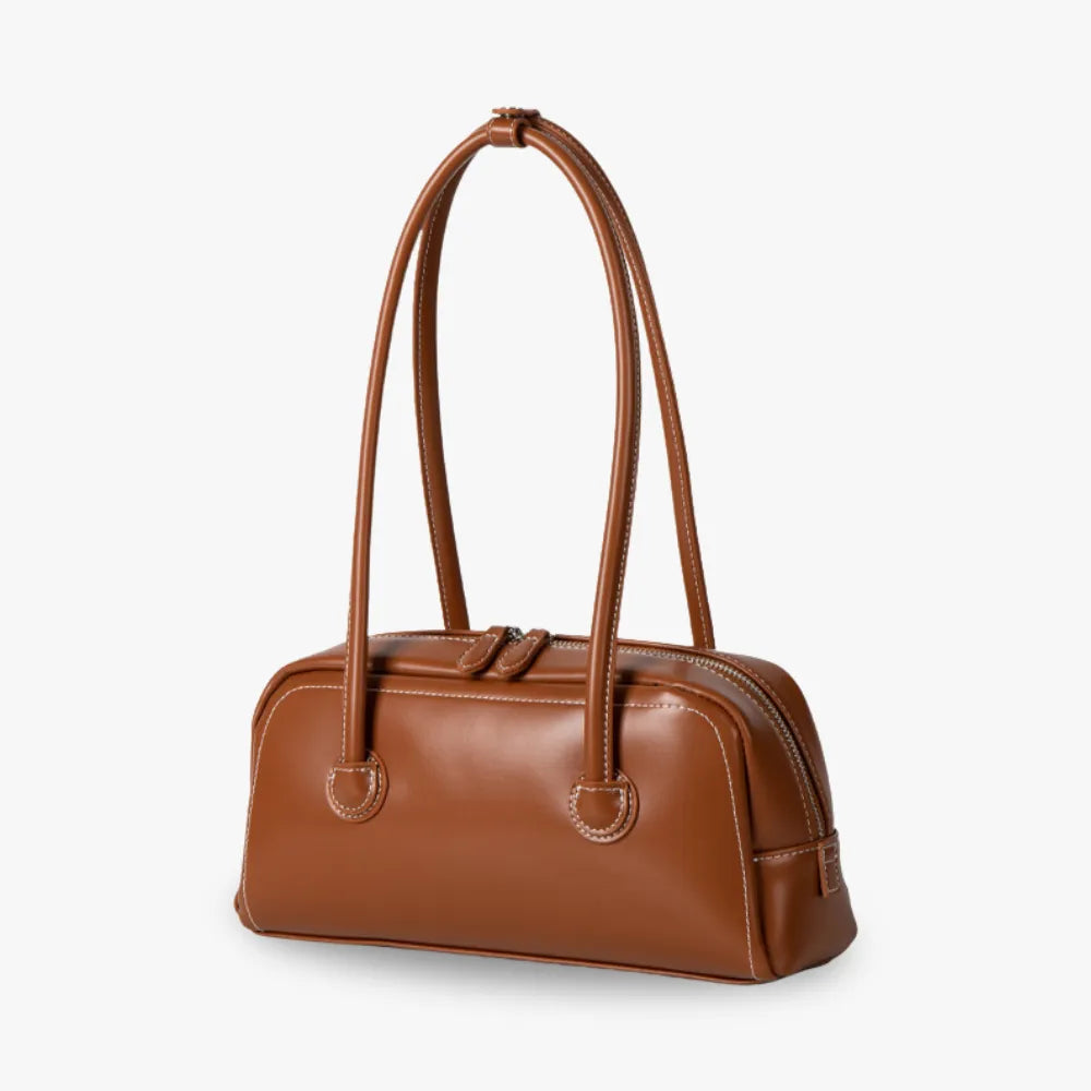 Bowling Bag Glossy Faux Leather with Double Zip and Long Handles