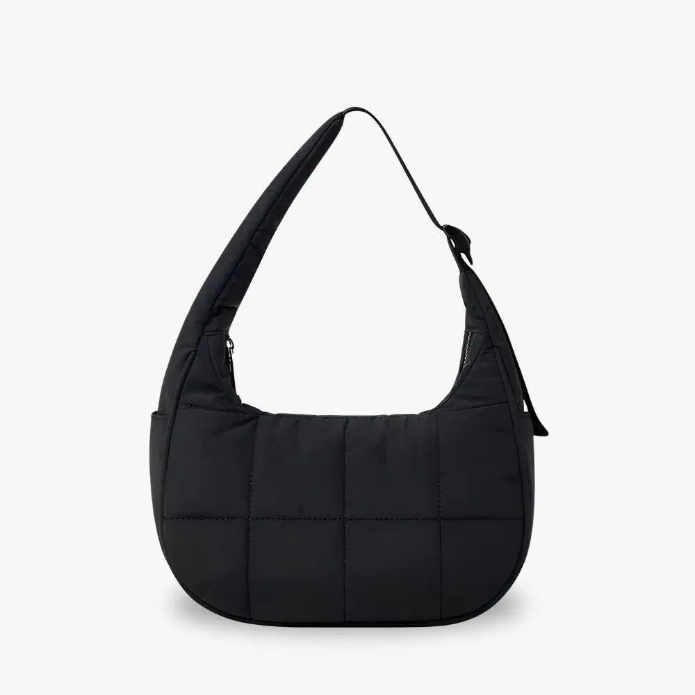 Shoulder Bag Quilted Waterproof Nylon with Zip and Mesh Pockets