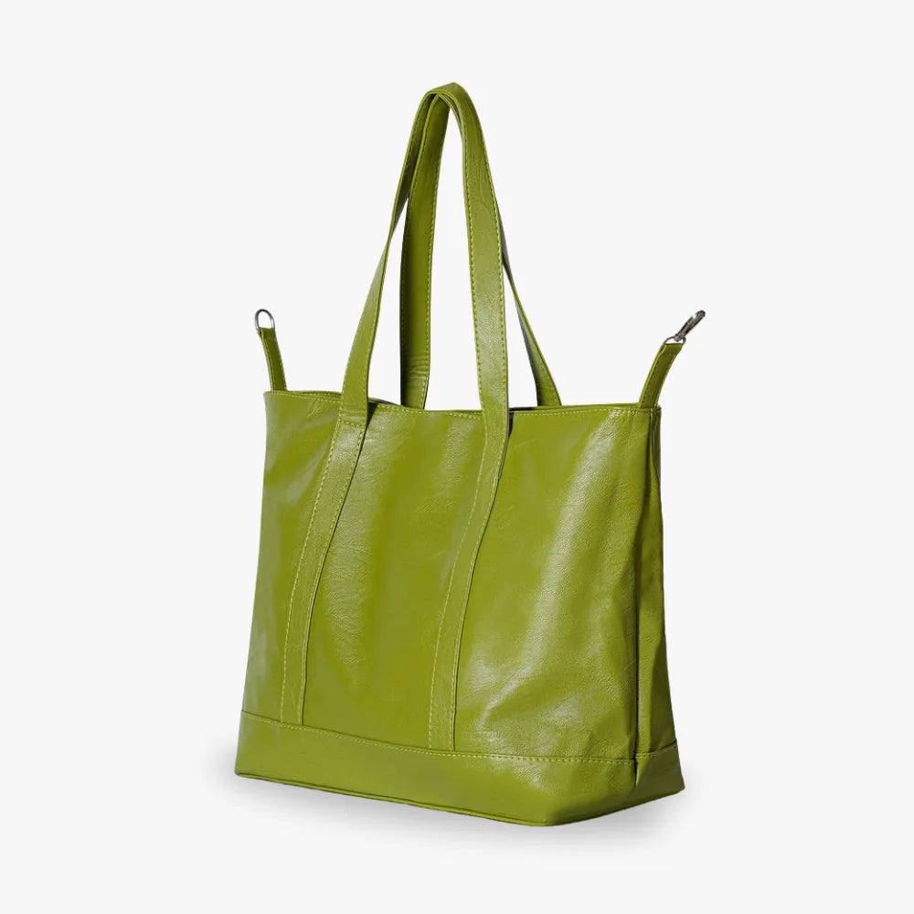 Tote Bag Faux Leather with Zip, Key Hook and Top Handles