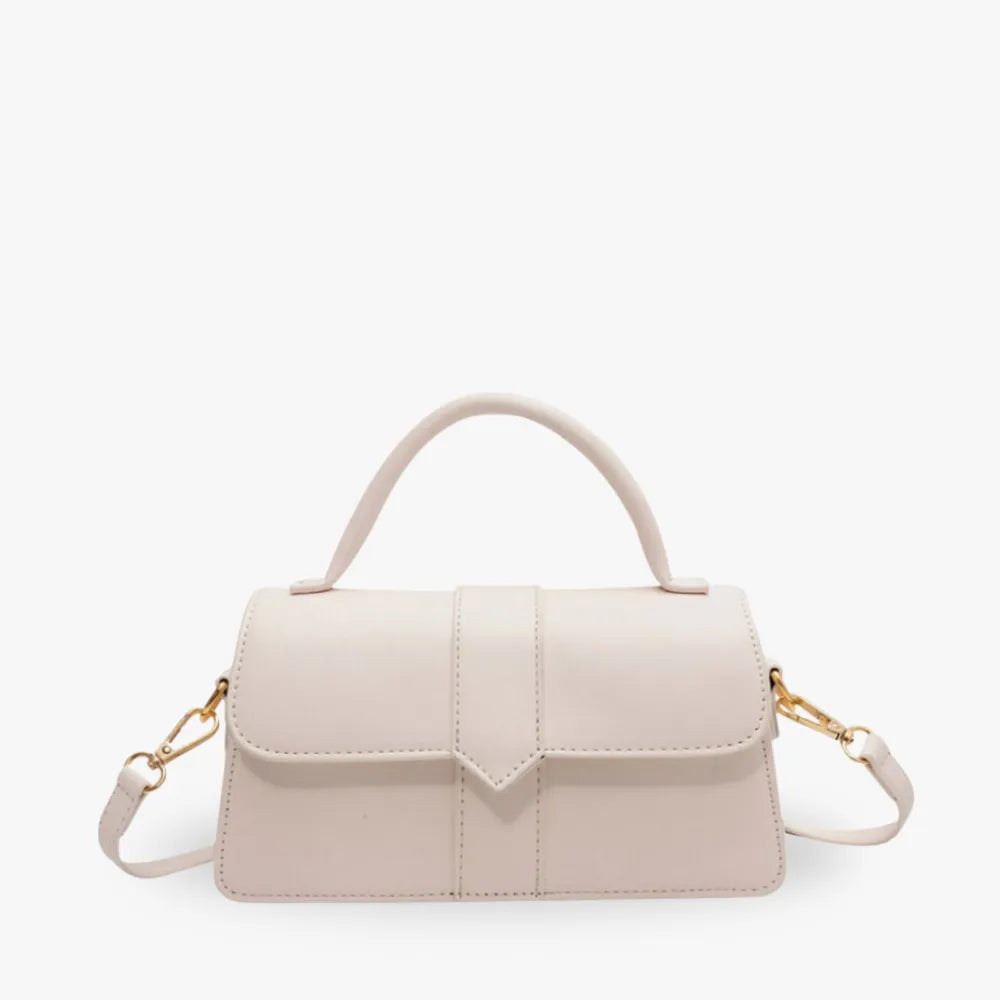 Top Handle Bag Faux Leather with Metal Clasp and Strap