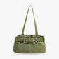 Shoulder Bag Faux Suede with Front Belt and Top Zip
