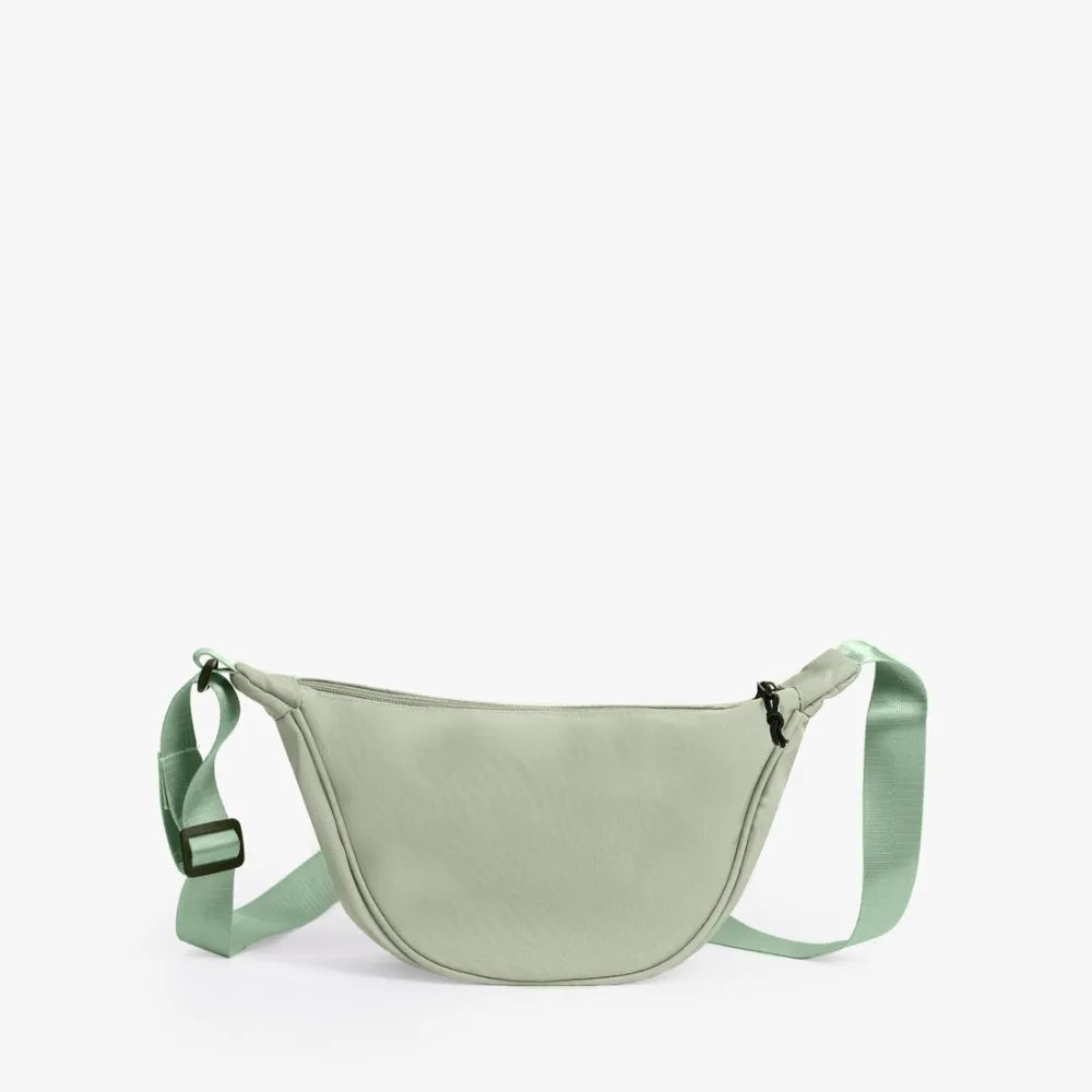 Nylon crossbody bag with zip closure and adjustable strap