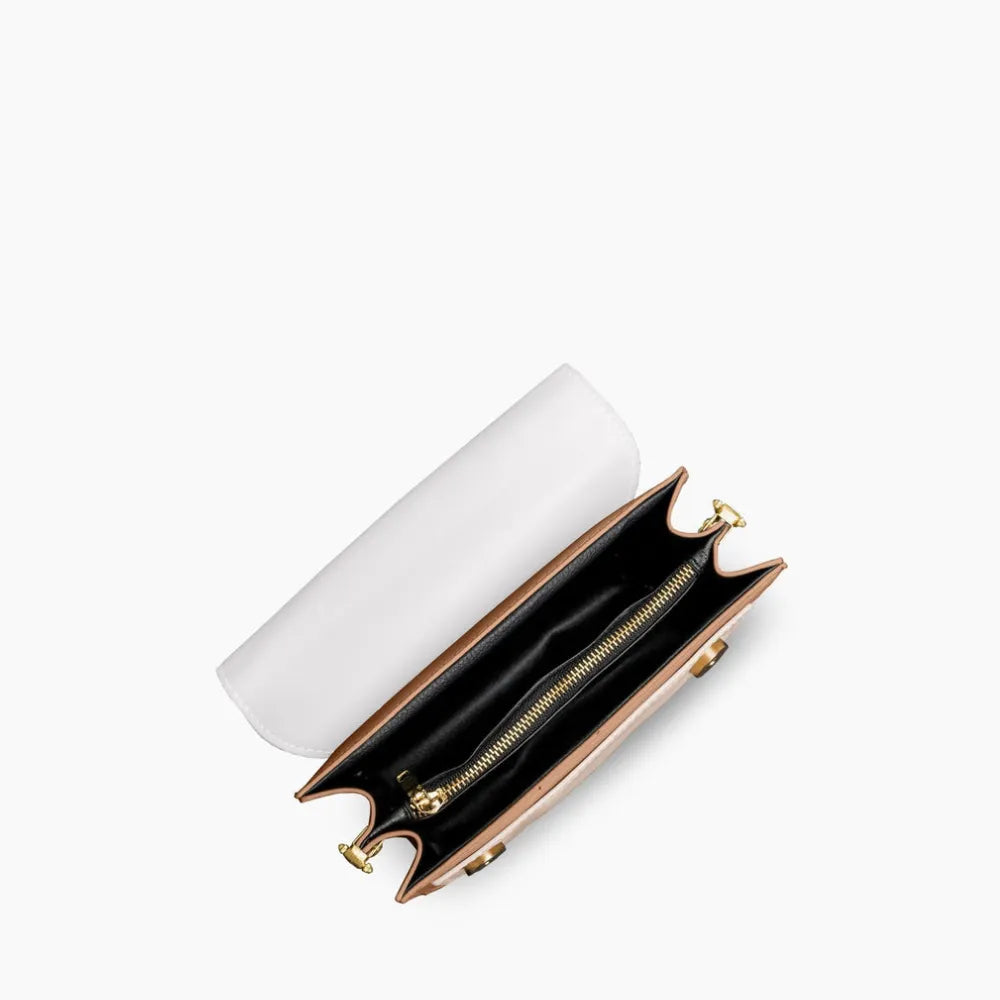 Crossbody Bag Faux Leather Two-Tone with Two Removable Straps