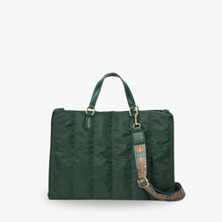 Tote Bag Quilted Cotton Nylon with Top Handles and Canvas Strap