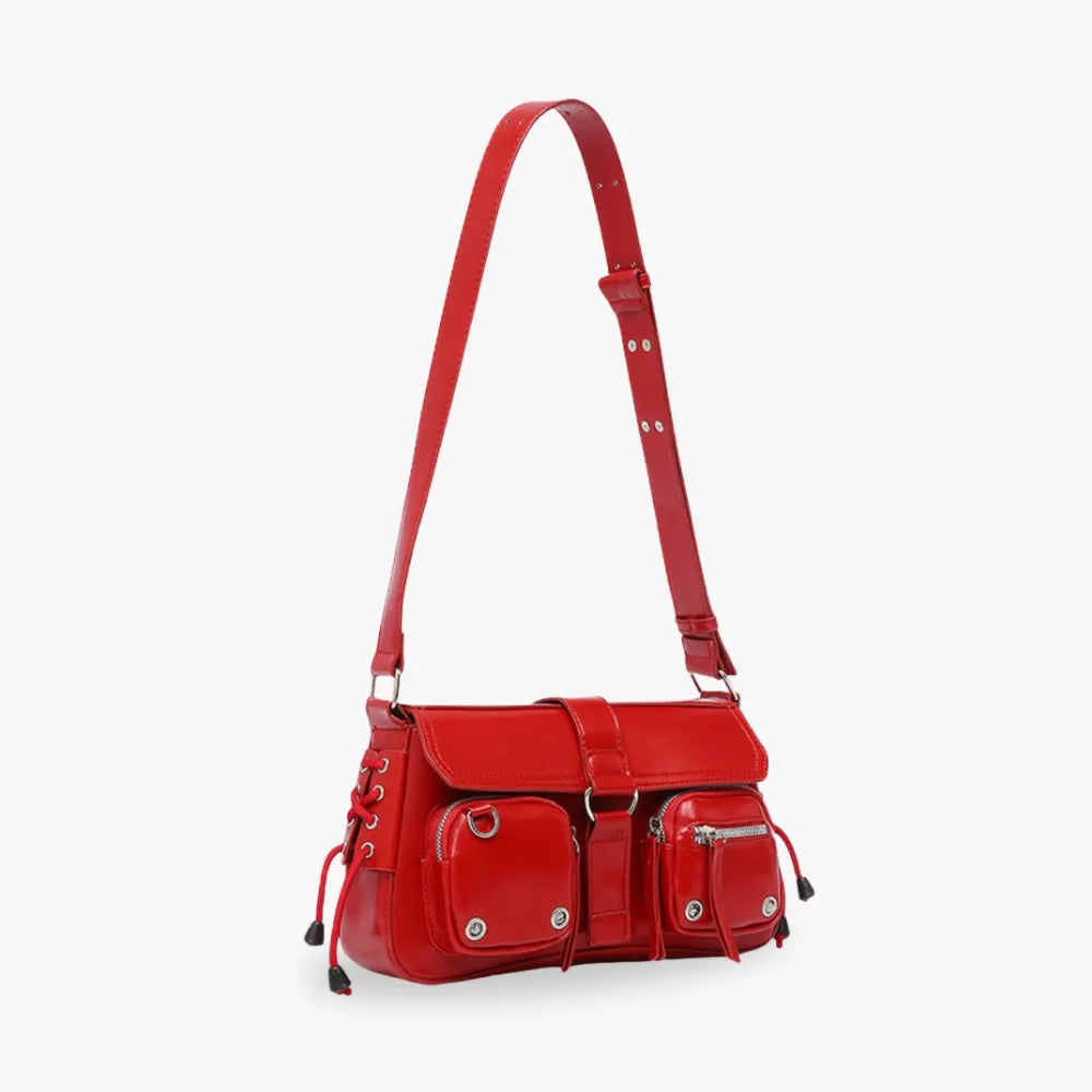 Crossbody Bag Faux Leather with Magnetic Flap and Zip Pockets