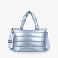 Cotton and nylon tote bag with zip top and removable strap
