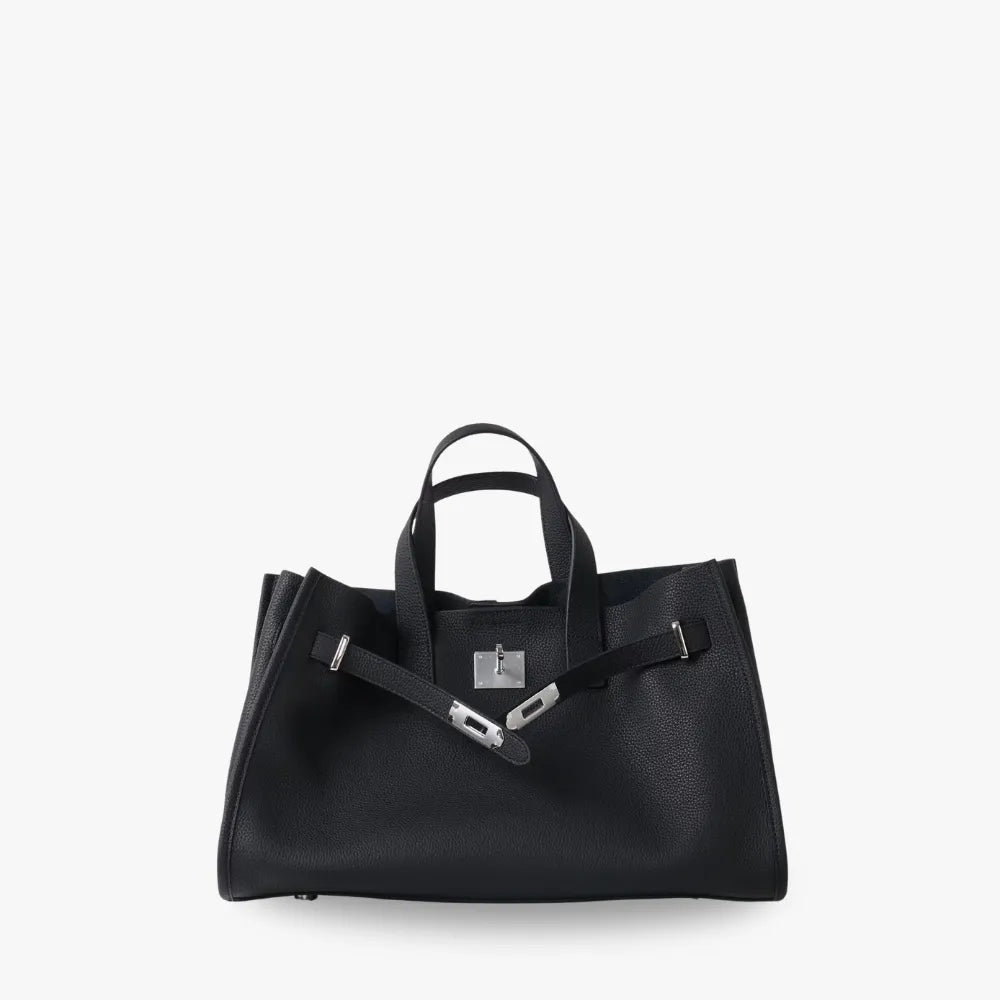 Tote Bag Grained Leather with Detachable Strap and Laptop Fit