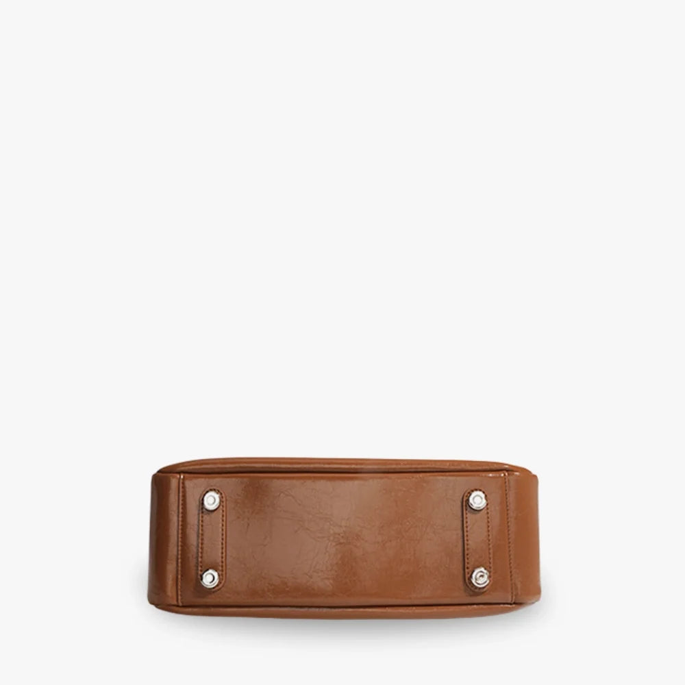 Shoulder Bag Genuine Leather with Turn-Lock and Removable Pouch