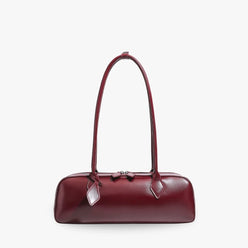 Shoulder Bag Genuine Leather with Top Zip and Slim Handles