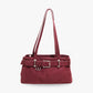 Shoulder Bag Faux Suede with Front Belt and Top Zip