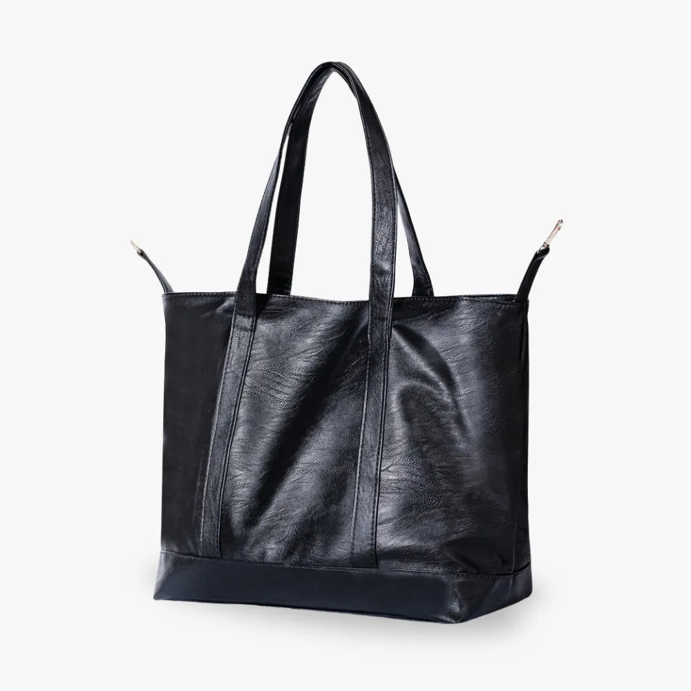 Tote Bag Faux Leather with Zip, Key Hook and Top Handles