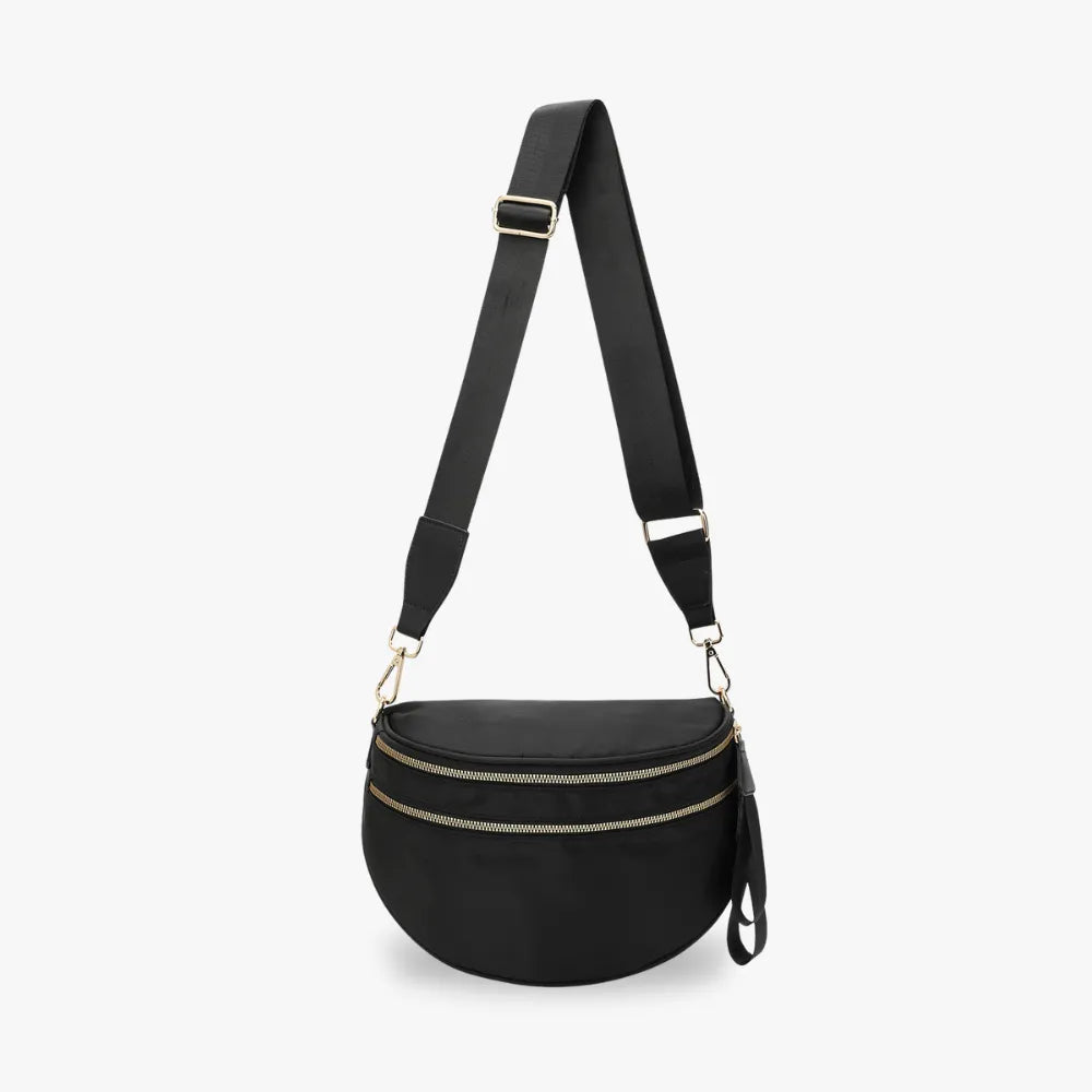 Crossbody Bag Checkered Water-Repellent Nylon with Double Zip