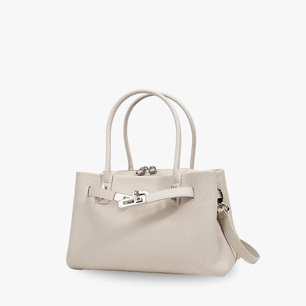 Top Handle Bag Grained Leather with Removable Crossbody Strap