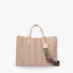 Tote Bag Quilted Cotton Nylon with Top Handles and Canvas Strap
