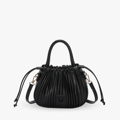 Crossbody Bag Faux Leather with Top Handle and Pleated Design