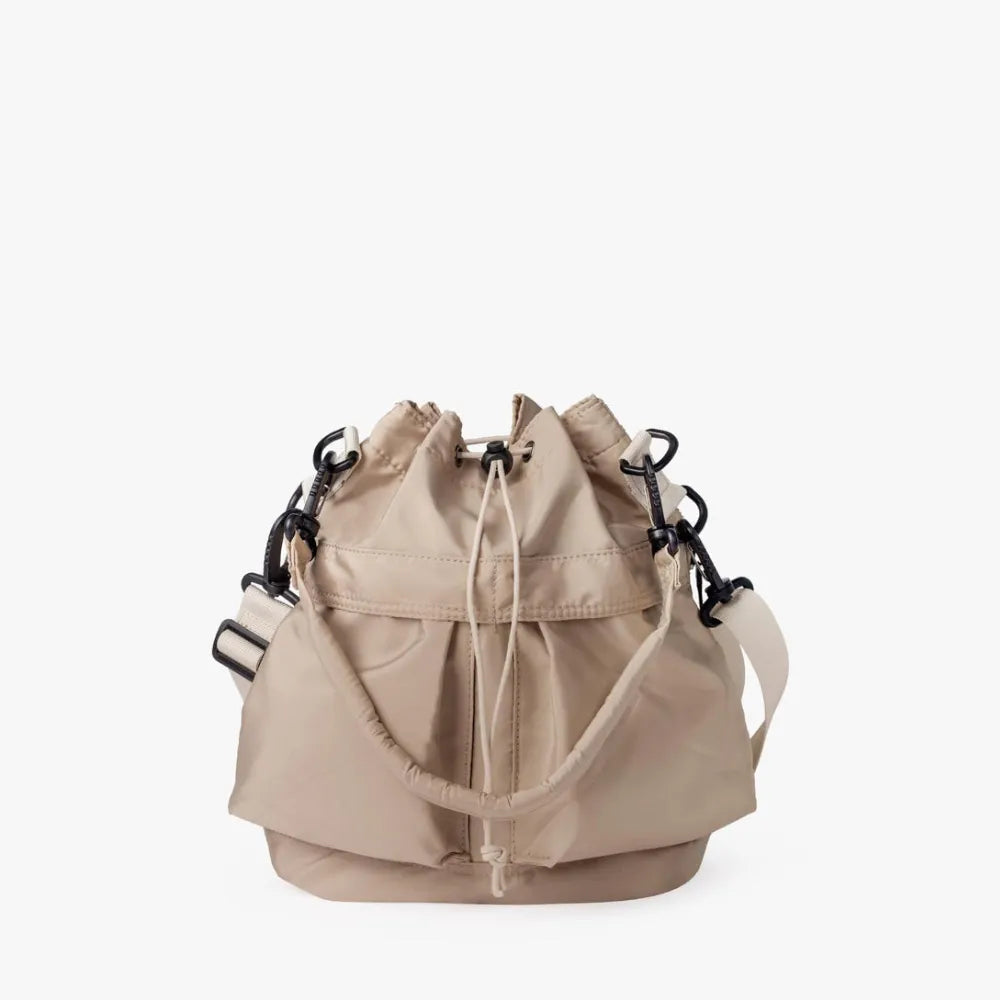 Bucket Bag Nylon with Drawstring, Top Handles and Strap