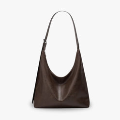 Hobo Bag Grained Faux Leather with Buckle Strap for 14-Inch Laptop