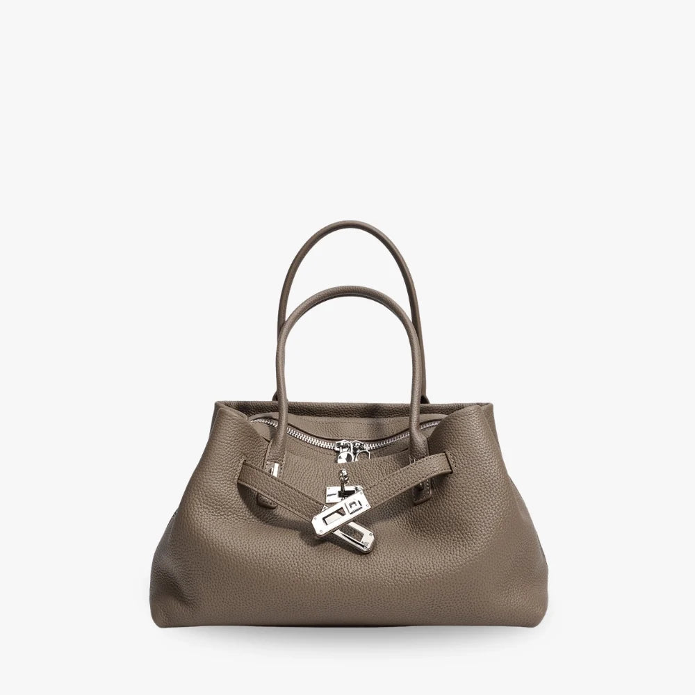 Top Handle Bag Grained Leather with Removable Crossbody Strap