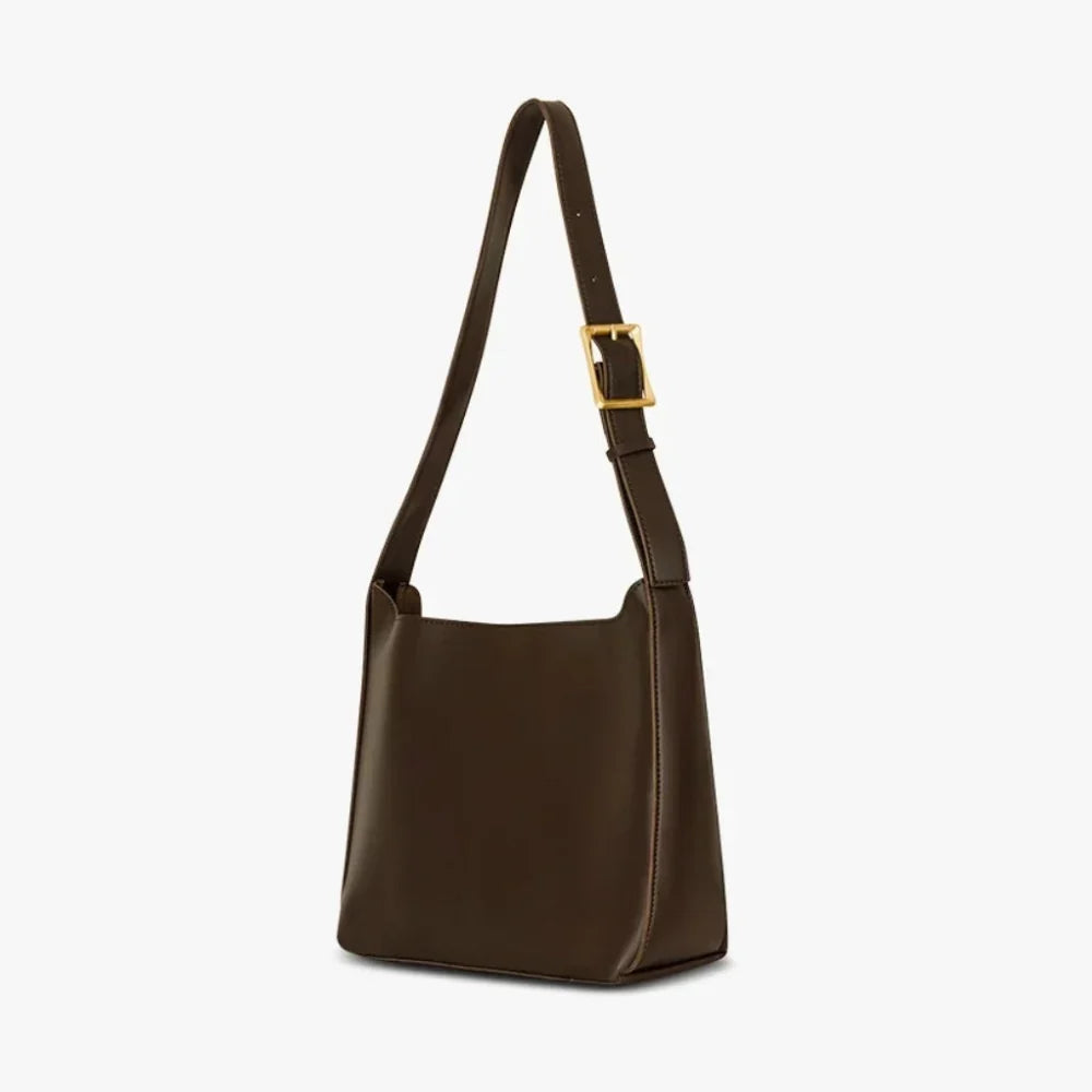 Shoulder Bag Faux Leather with Built-In Pouch and Magnetic Closure